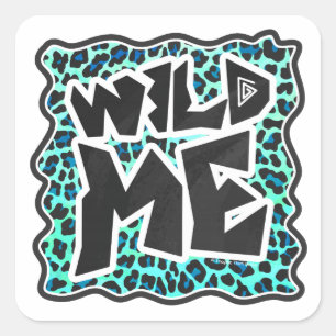 Leopard Black en Blauwgroen afdrukken Vierkante Sticker