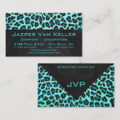 Leopard Black en Blauwgroen afdrukken Visitekaartje (Voorkant / Achterkant)