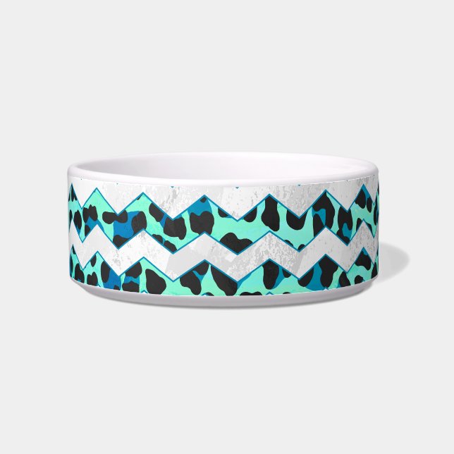 Leopard Black en Blauwgroen afdrukken Voerbakje (Rechts)