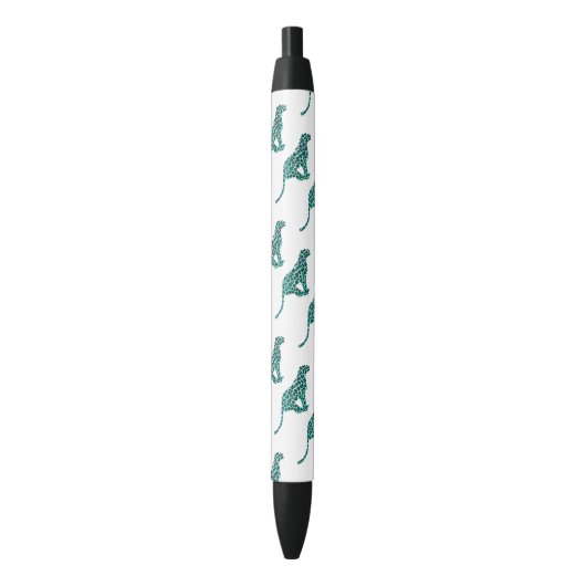 Leopard Black en Blauwgroen afdrukken Zwarte Inkt Pen (Voorkant Verticaal)