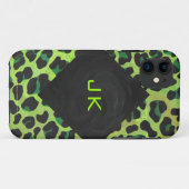 Leopard Black en Green met Monogram Case-Mate iPhone Case (Achterkant (horizontaal))