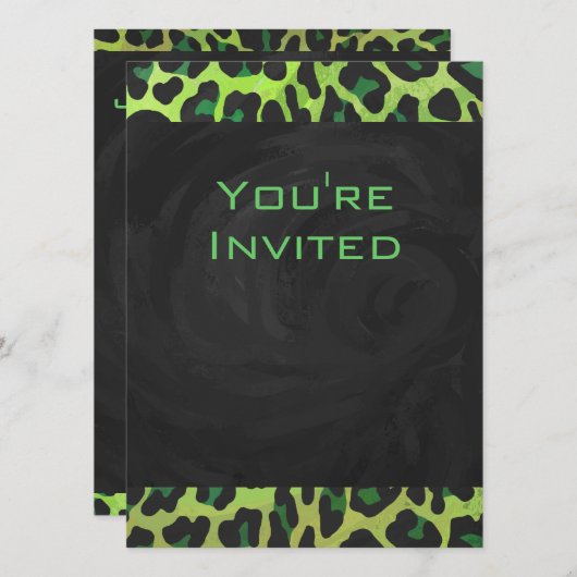 Leopard Black en Green met Monogram Kaart (Voorkant / Achterkant)