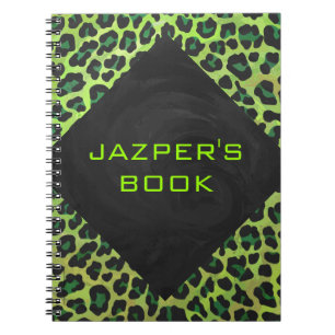 Leopard Black en Green met Monogram Notitieboek