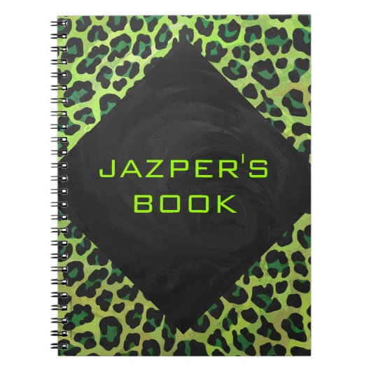 Leopard Black en Green met Monogram Notitieboek (Voorkant)