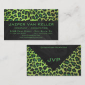 Leopard Black en Green met Monogram Visitekaartje (Voorkant / Achterkant)