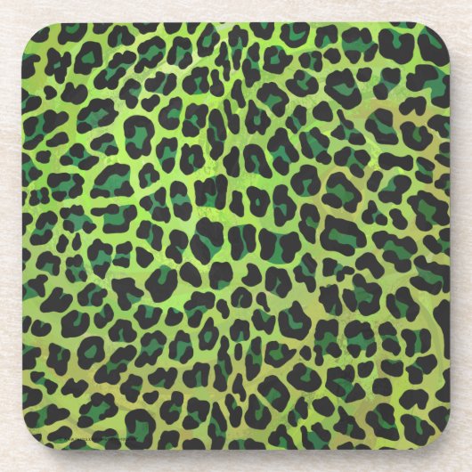 Leopard Black en Green Print Bier Onderzetter (Voorkant)