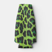Leopard Black en Green Print Flesjeskoeler (Voorkant)