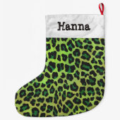 Leopard Black en Green Print Grote Kerstsok (Achterkant)
