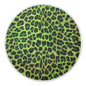 Leopard Black en Green Print Keramische Knop (Voorkant)