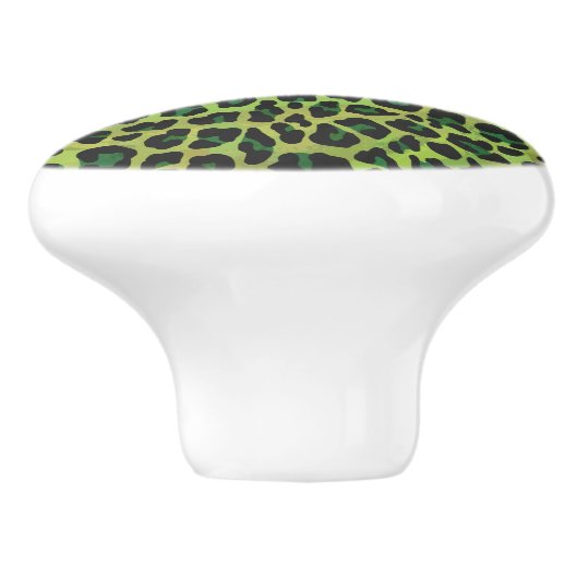 Leopard Black en Green Print Keramische Knop (Zijkant)
