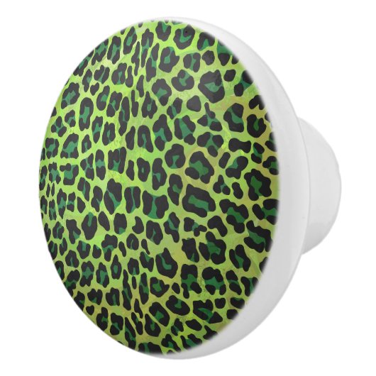 Leopard Black en Green Print Keramische Knop (Rechts)