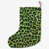 Leopard Black en Green Print Kleine Kerstsok (Achterkant)