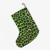 Leopard Black en Green Print Kleine Kerstsok (Achterkant (Hangend))