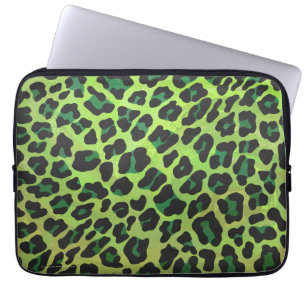 Leopard Black en Green Print Laptop Sleeve