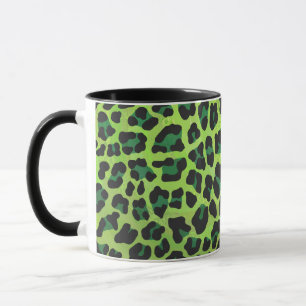 Leopard Black en Green Print Mok