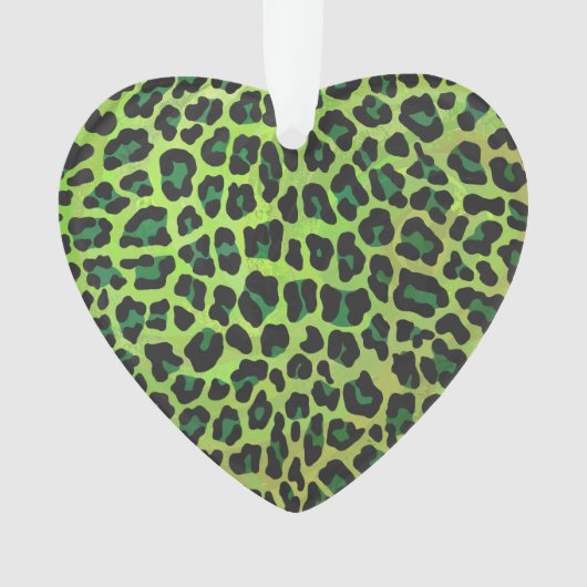 Leopard Black en Green Print Ornament (voorkant)
