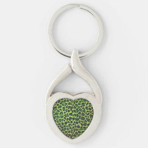 Leopard Black en Green Print Sleutelhanger