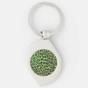 Leopard Black en Green Print Sleutelhanger