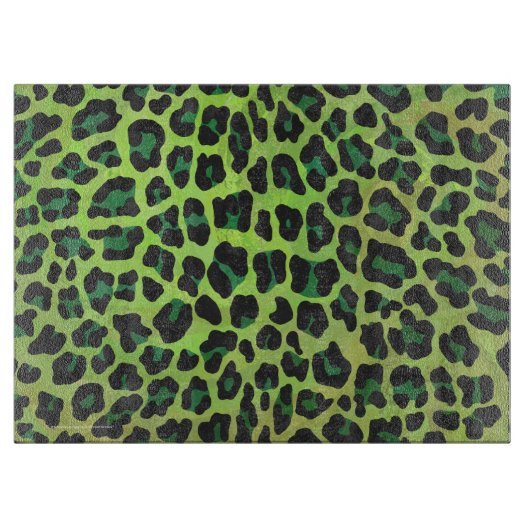 Leopard Black en Green Print Snijplank (Voorkant)