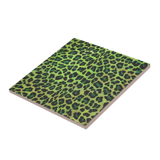 Leopard Black en Green Print Tegeltje (Zijkant)