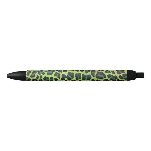 Leopard Black en Green Print Zwarte Inkt Pen (Voorkant)