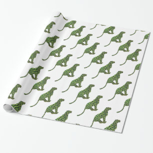 Leopard Black en Green Silhouette Cadeaupapier