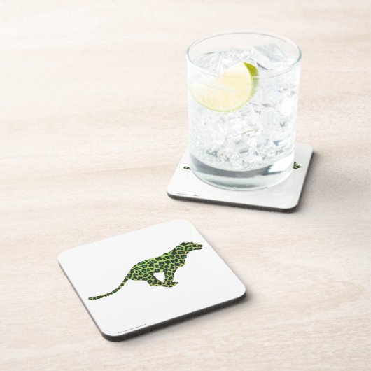 Leopard Black en Green Silhouette Drankjes Onderzetter (Rechterzijde)