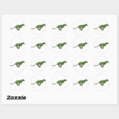 Leopard Black en Green Silhouette Ronde Sticker (Vel)