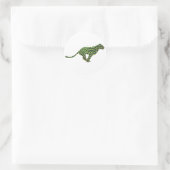 Leopard Black en Green Silhouette Ronde Sticker (Tas)
