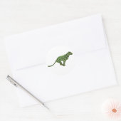 Leopard Black en Green Silhouette Ronde Sticker (Envelop)