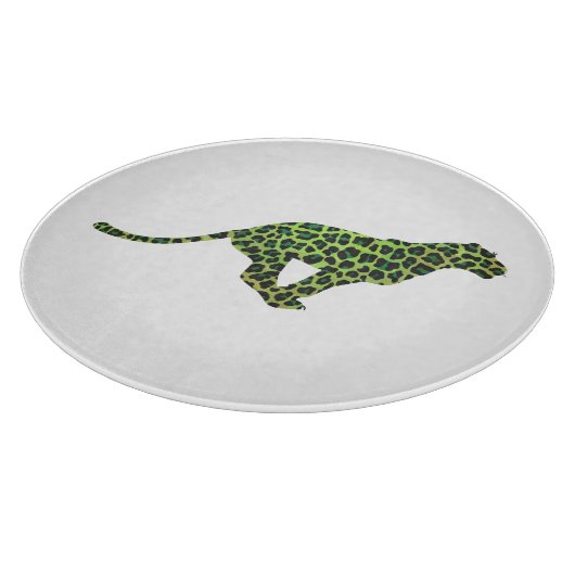 Leopard Black en Green Silhouette Snijplank (Hoek)