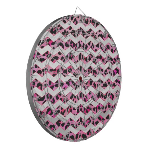 Leopard Black en Hot Pink Chevron Print Dartbord (Voorkant Links)