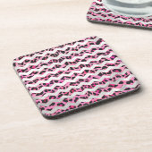 Leopard Black en Hot Pink Chevron Print Drankjes Onderzetter (Linkerzijde)