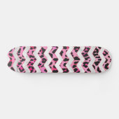 Leopard Black en Hot Pink Chevron Print Skateboard (Horizontaal)
