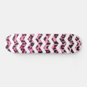 Leopard Black en Hot Pink Chevron Print Skateboard (Horizontaal)