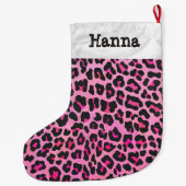 Leopard Black en Hot Pink Grote Kerstsok (Achterkant)