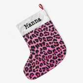 Leopard Black en Hot Pink Grote Kerstsok (Achterkant (Hangend))