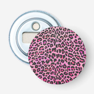 Leopard Black en Hot Pink Print Button Flesopener