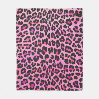 Leopard Black en Hot Pink Print Fleece Deken