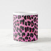 Leopard Black en Hot Pink Print Jumbo Mok (Voorkant)