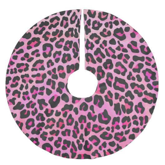 Leopard Black en Hot Pink Print Kerstboom Rok (Voorkant)