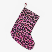 Leopard Black en Hot Pink Print Kleine Kerstsok (Voorkant (Hangend))