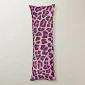Leopard Black en Hot Pink Print Lichaamskussen (Achterkant (Verticaal))