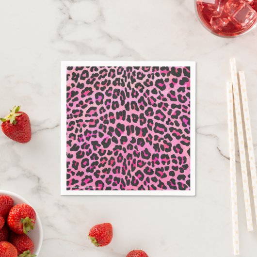 Leopard Black en Hot Pink Print Servetten (Insitu)