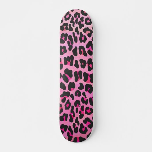 Leopard Black en Hot Pink Print Skateboard (Voorkant)