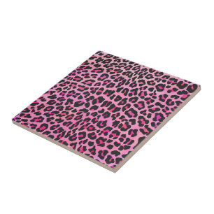 Leopard Black en Hot Pink Print Tegeltje