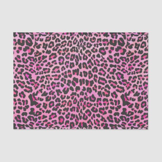 Leopard Black en Hot Pink Print Tissuepapier (Voorkant)