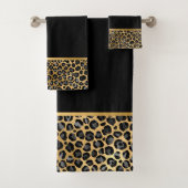 LEOPARD BLACK GOLD BATHROOM TOWEL SET BAD HANDDOEK (Insitu)