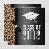 Leopard Black Graduation Party Kaart (Voorkant / Achterkant)