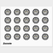 Leopard blanc aux yeux jaunes Stickers ronds (Feuille)